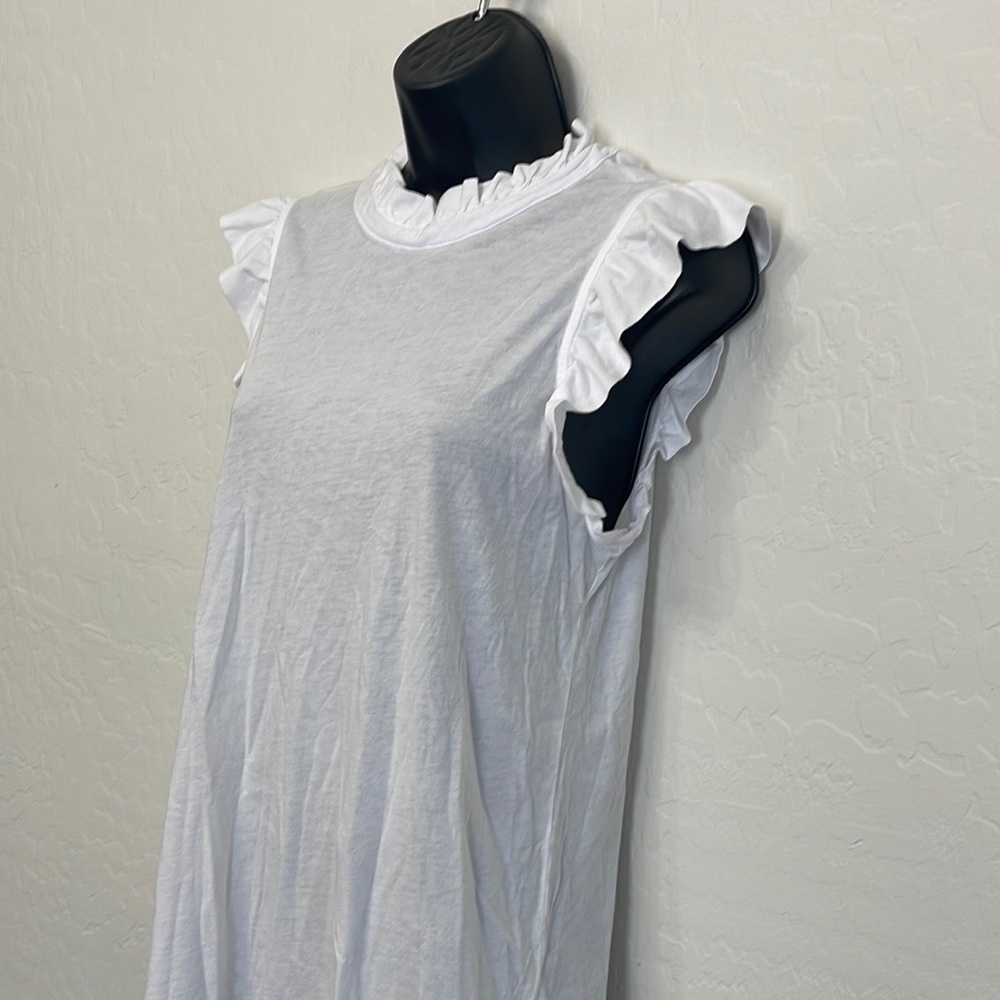 NWT LA made Women’s Small White Ruffle Sleeves Tee Shirt - Picture 7 of 9